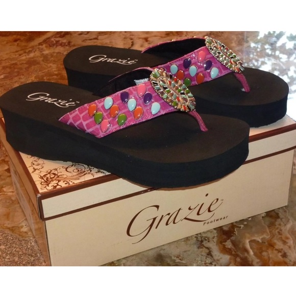 Grazie Shoes Grazie Wedge Flip Flops Sandals Poshmark